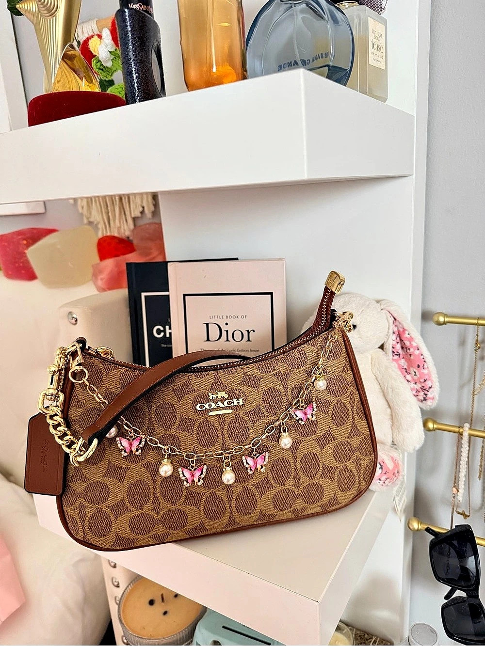 Coach Teri Brown Shoulder Bag with Charm
